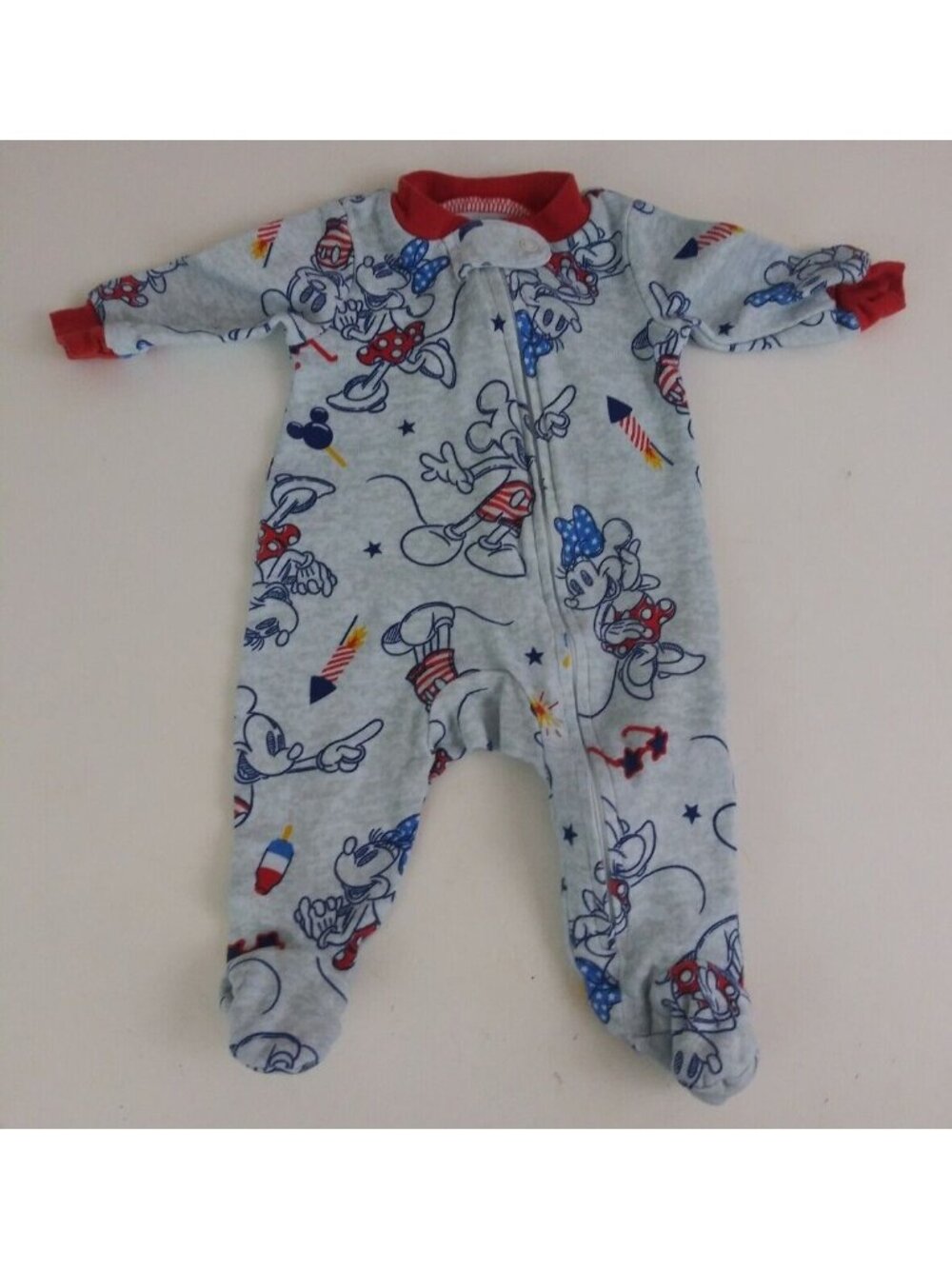 Disney Baby Full Zip Footed Pajamas Mickey & Minnie Mouse Design Size Newborn